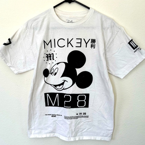 Neff Mens M28 X Disney Mickey Mouse Crew Neck T-Shirt Tee White Medium - Picture 1 of 8